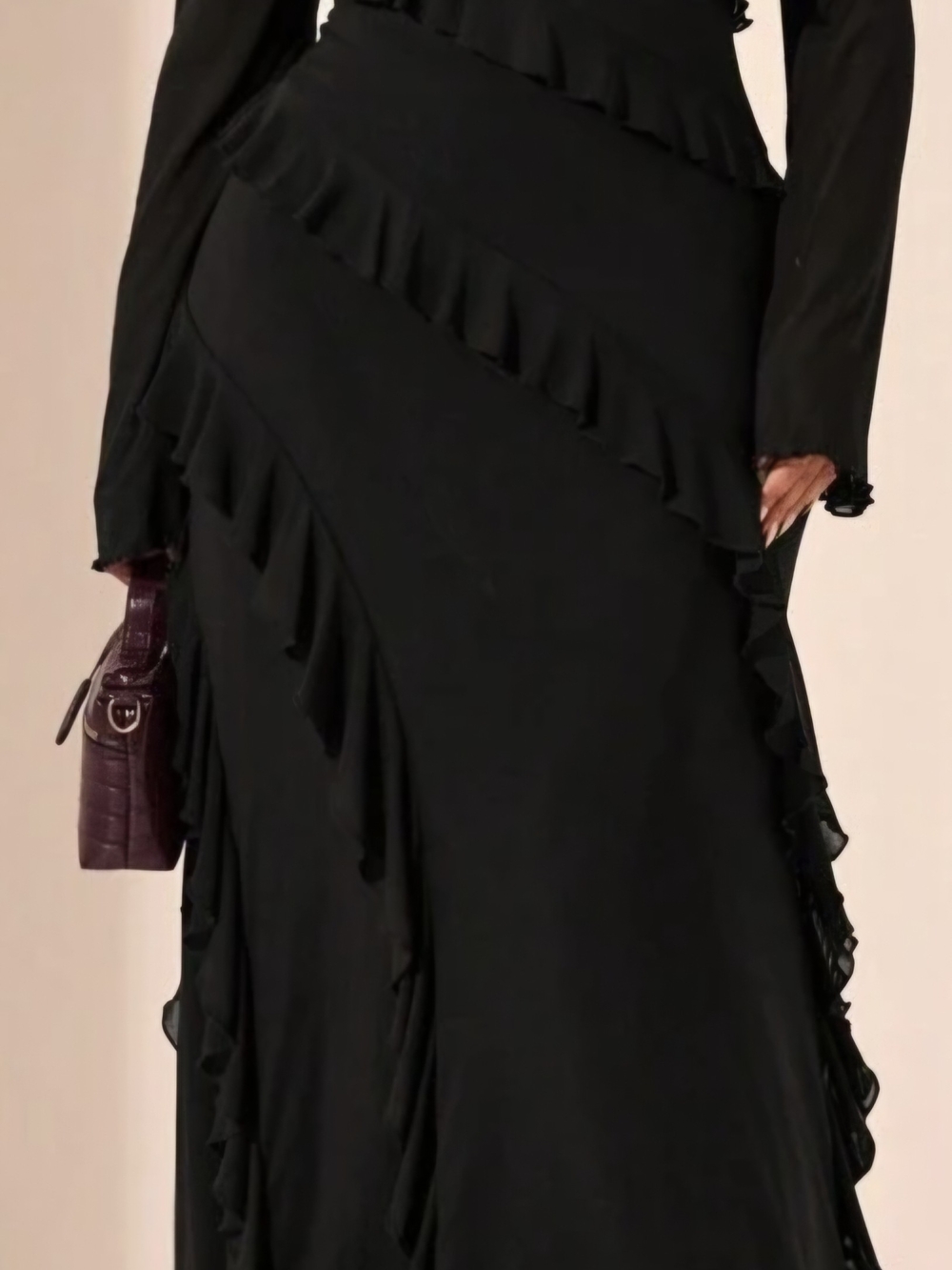 Black Ruffled Maxi Dress - Women
